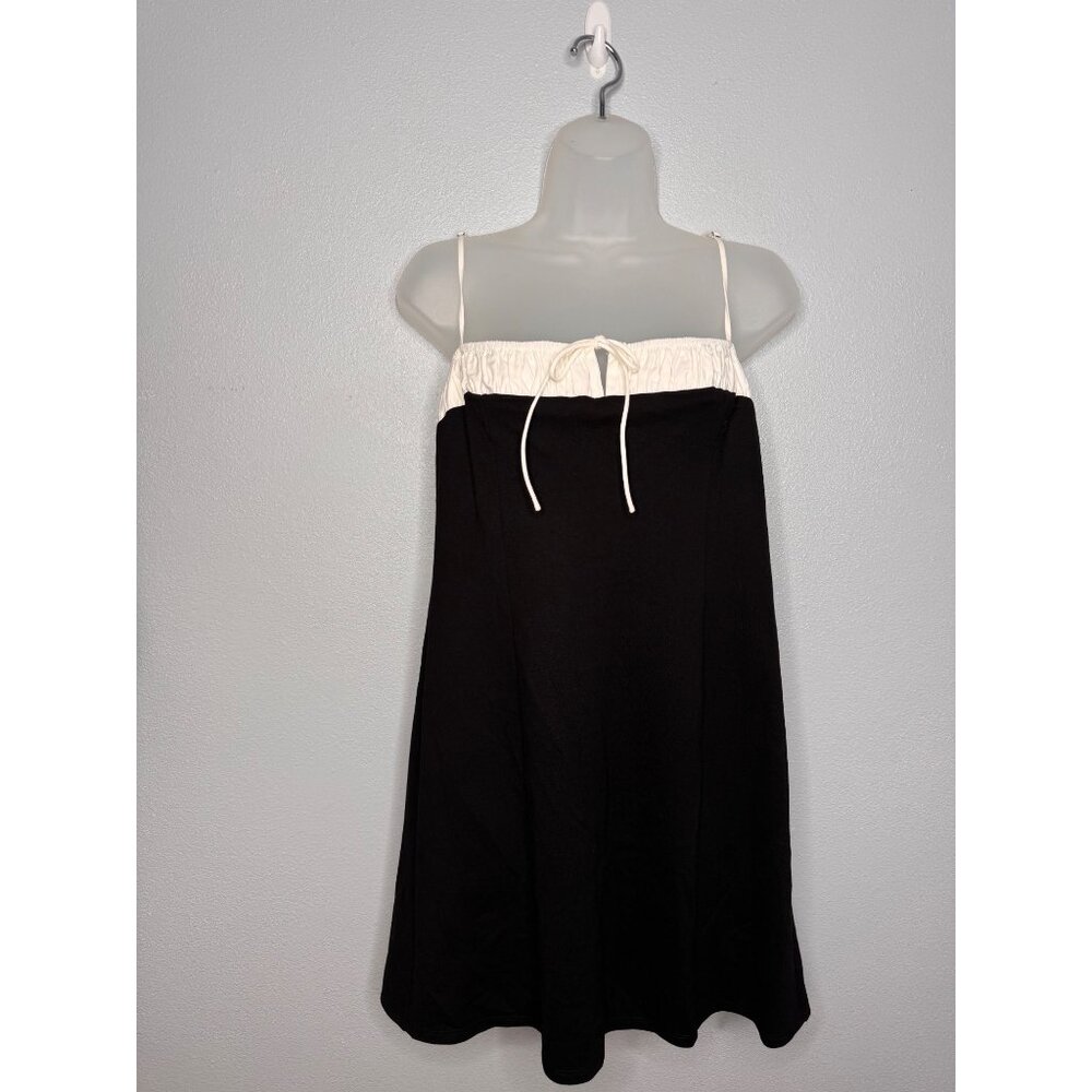 NWT Reformation Sadie Knit Black&White Spaghetti Strap Mini Dress Woman’s Size L - Picture 3 of 11